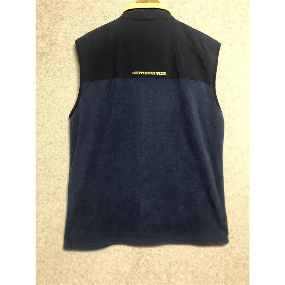 SOUTHERN TIDE Navy Blue CAMBRIDGE Full Zip Fleece VEST Jacket Mens LARGE NEW - Picture 9 of 12